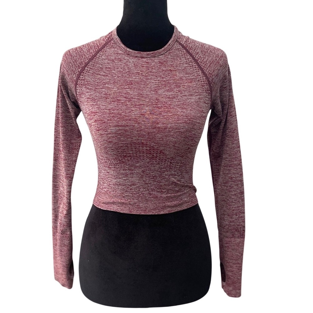 Pink Victoria's Secret Seamless Long Sleeve Crop Top Marled Burgundy XS